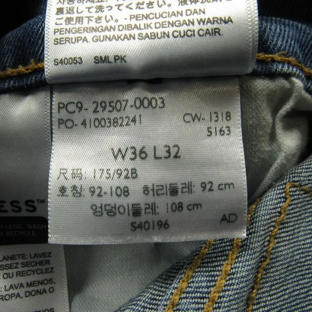 Levis 502 Jeans Mens 36x31 Blue Taper Fit Faded Red Tab‎ Distressed
